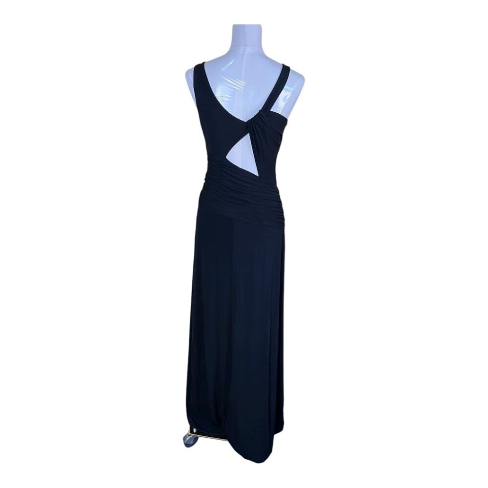 Laundry Shelli Segal Dress Black Sleeveless Ruched Criss Cross Maxi Size 10